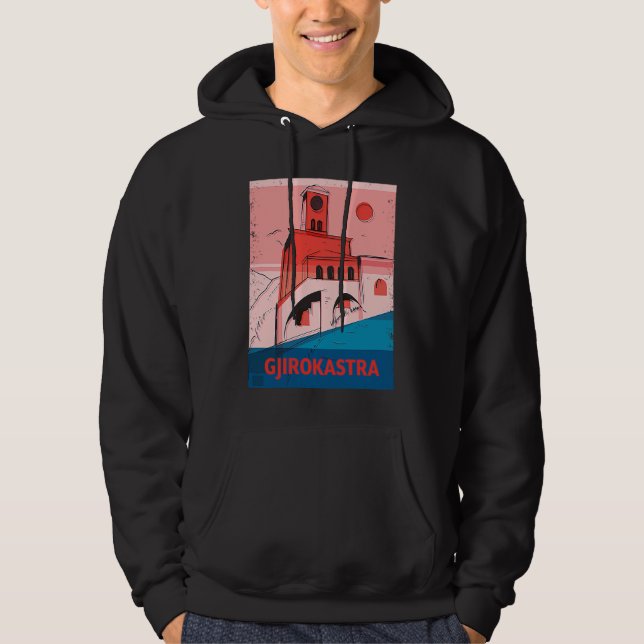 Sudadera Gjirokastra Albania City Skyline Silhouette Outlin (Anverso)
