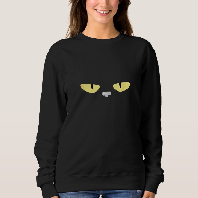 Sudadera Glaring Black Cat Big Face Yellow Eyes on Black (Anverso)