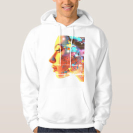 Sudadera Glitch in Cyborg Woman on a Cozy Long Sleeve White