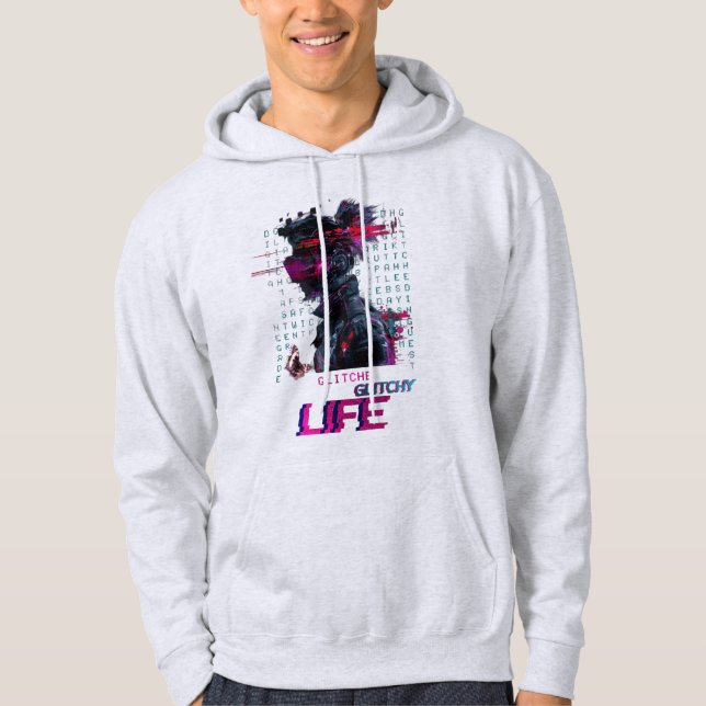 Sudadera Glitchy Vibes - Futurista Hoodie de Arte Digital (Anverso)