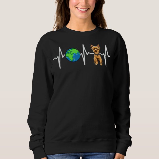 Sudadera Globe Planet Earth Yorkshire Terrier Heartbeat Dog (Anverso)