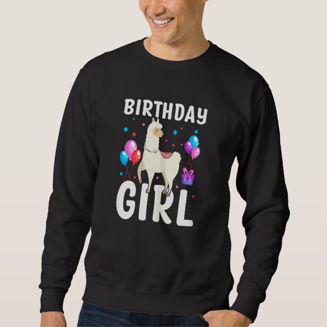 Sudadera Globos de cumpleaños de alpaca llama lindos y geni (Anverso)