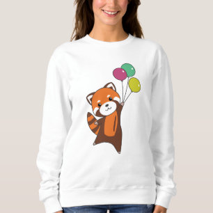 Sudadera Globos De Moscas Rojas Panda Cutan Animales Para N