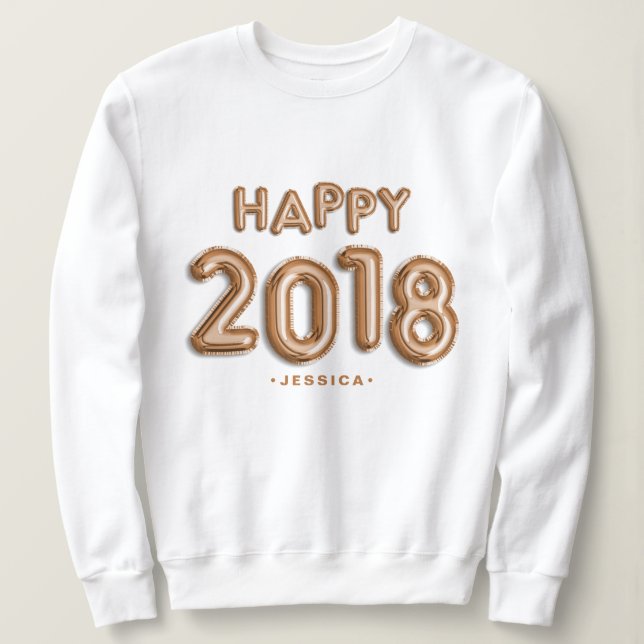 Sudadera Globos de Relieve metalizado dorado Rosa Feliz 201 (Anverso del diseño)