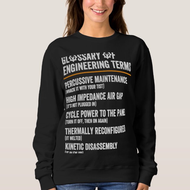 Sudadera Glosario de Definición de Ingeniero de Términos de (Anverso)