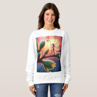 Sudadera Glowing sunrise background with winged creature