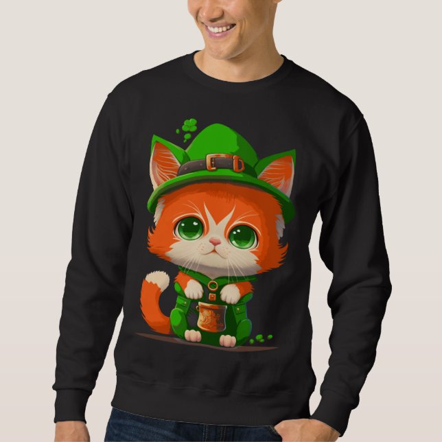 Sudadera Gnome Cat St Patricks Day Kids Toddler Girl Boy (Anverso)