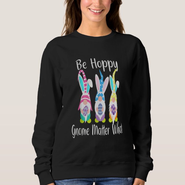 Sudadera Gnome de Pascua Sea Hoppy Spring Easter Bunny Pun  (Anverso)