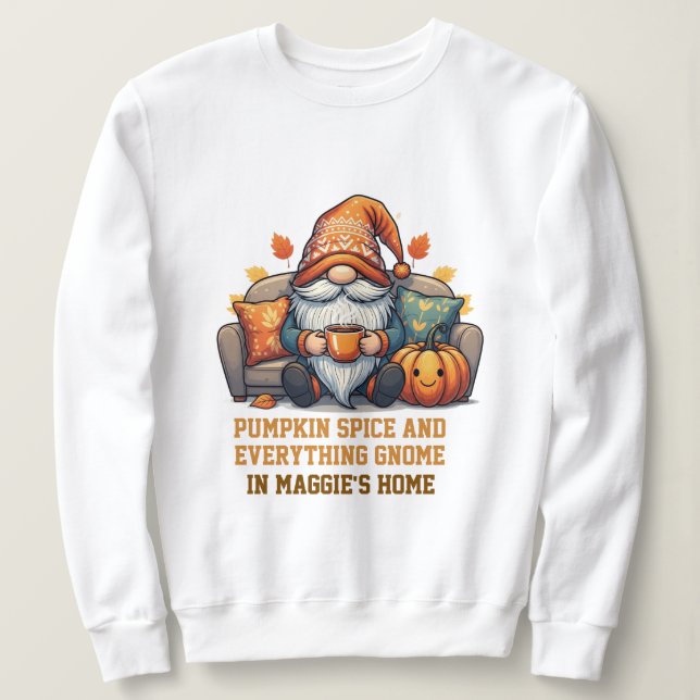 Sudadera Gnome en casa acogedor - diseño de calabaza (Anverso del diseño)