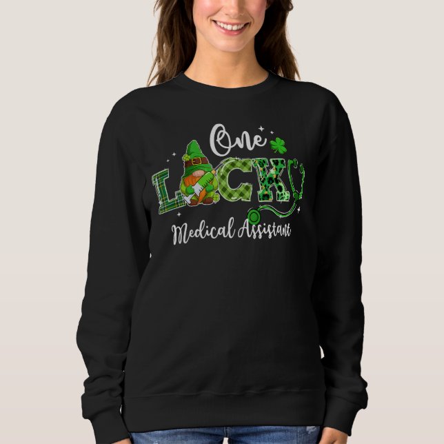 Sudadera Gnome Irish St Patrick, un asistente médico afortu (Anverso)