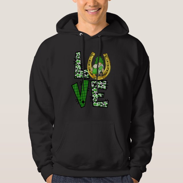 Sudadera Gnome Love St. Patrick's Day Leopard Buffalo (Anverso)