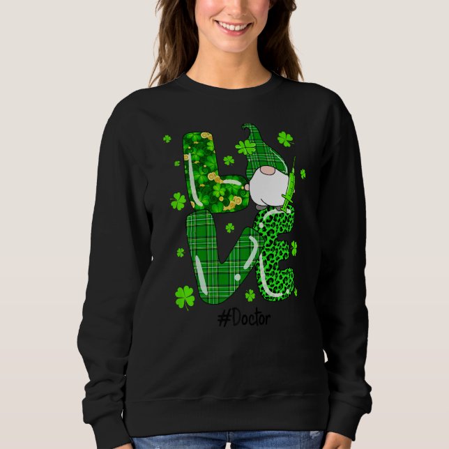 Sudadera Gnome, Médica irlandés de Green Plaid, St Patrick (Anverso)