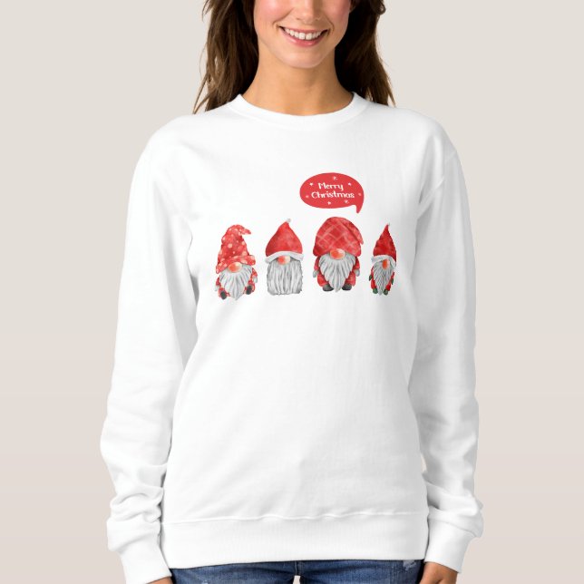Sudadera Gnome Santas, de la acuarela caprichosa: Feliz Nav (Anverso)