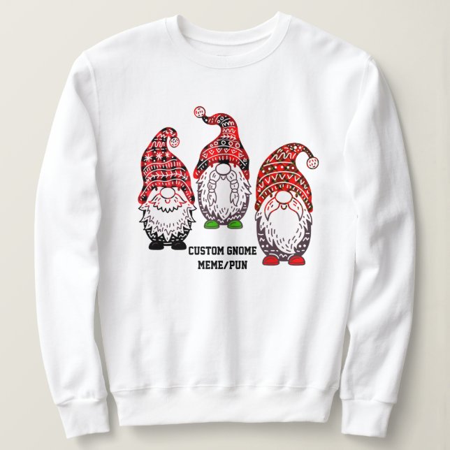 Sudadera Gnome Sweatshirt divertido - Personalizado Plaid M (Anverso del diseño)