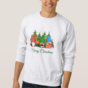 Sudadera Gnomes acuarela Verde Feliz Navidad Gris