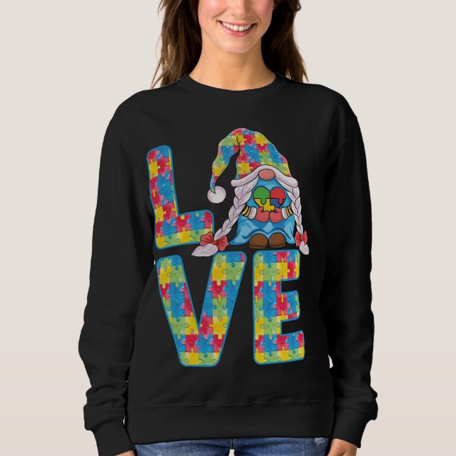 Sudadera Gnomes Cute Sostener el rompecabezas y la cinta So (Anverso)