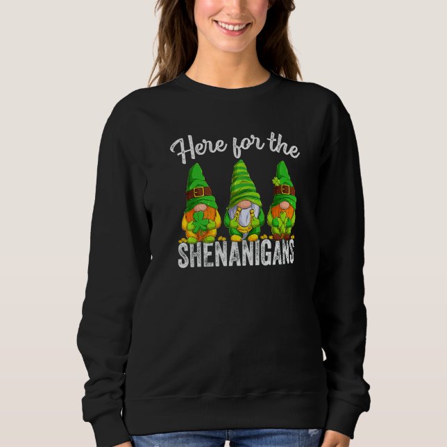 Sudadera Gnomes Irish St Patricks Day Aquí Para El Shenan (Anverso)