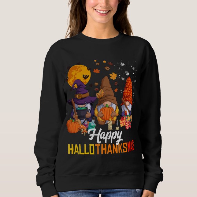 Sudadera Gnomes Lover Halloween Feliz Navidad Hallo (Anverso)