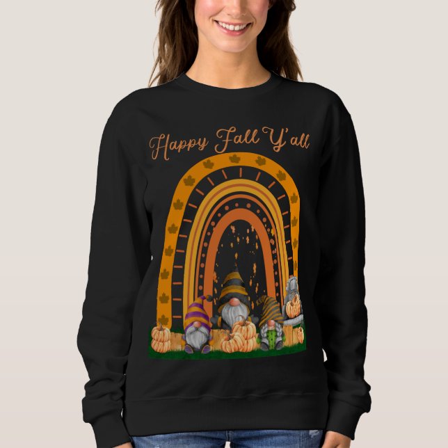 Sudadera Gnomes Pumpkin Happy Fall Y'all Otumt Rainbow Tru (Anverso)
