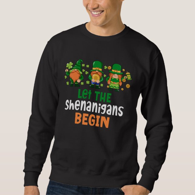Sudadera Gnomes Shamrock Let The Shenanigans Begin St Patri (Anverso)