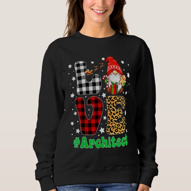 Sudadera Gnomo Arquitecto de Navidad Divertido Cuadros Leop (Anverso)