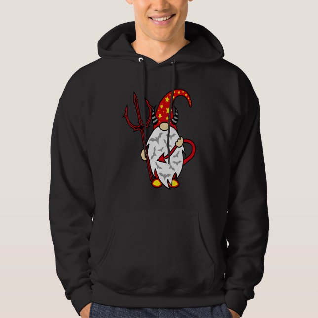 Sudadera Gnomo de Halloween Diablo con Tridente y Diablo La (Anverso)