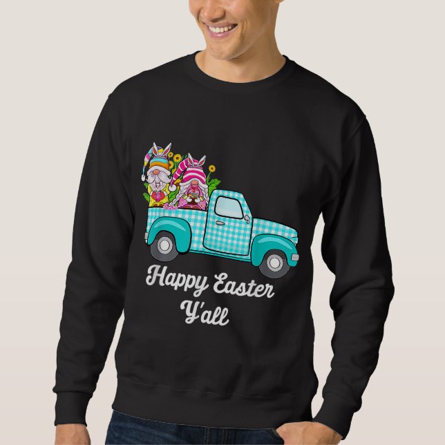 Sudadera gnomos con orejas de conejo camión de caza de huev (Anverso)