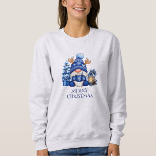 Sudadera Gnomos de Navidad Azules Acogedores para Mujeres c