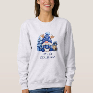 Sudadera Gnomos de Navidad Azules Acogedores para Mujeres c