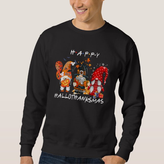 Sudadera Gnomos Halloween Feliz Navidad Feliz Hallothanks (Anverso)