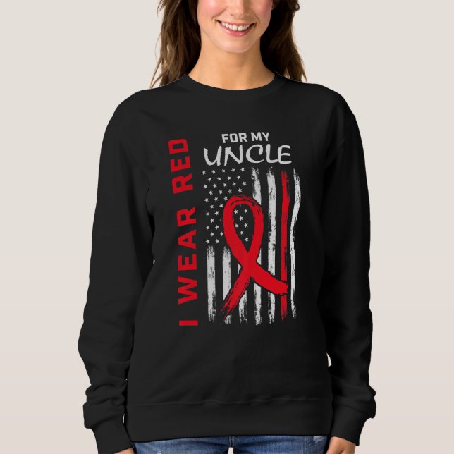 Sudadera Go Red Uncle Heart Disease Awareness Flag Niece Ne (Anverso)