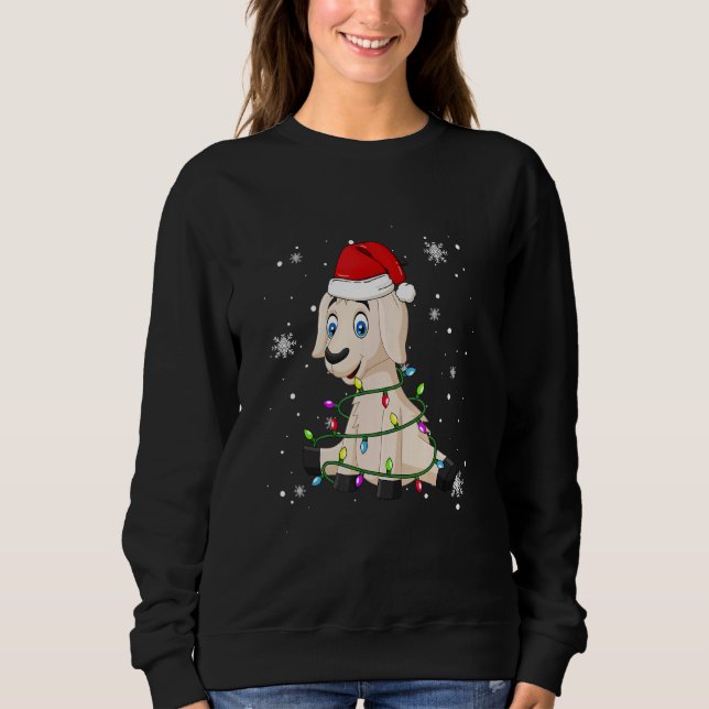 Sudadera Goat Christmas Lights Led  Santa Hat Christmas (Anverso)