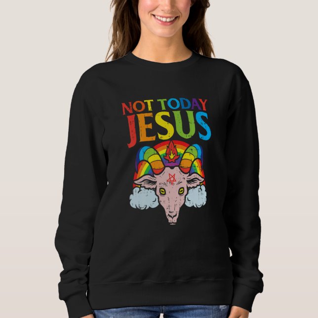 Sudadera Goat Not Today Jesus Satan Retro Rainbow God Chris (Anverso)