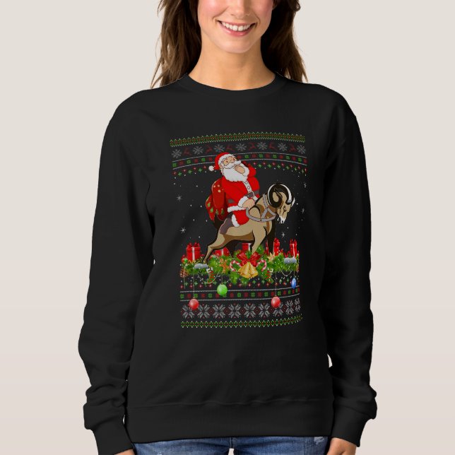 Sudadera Goat  Ugly Santa Riding Goat Christmas (Anverso)