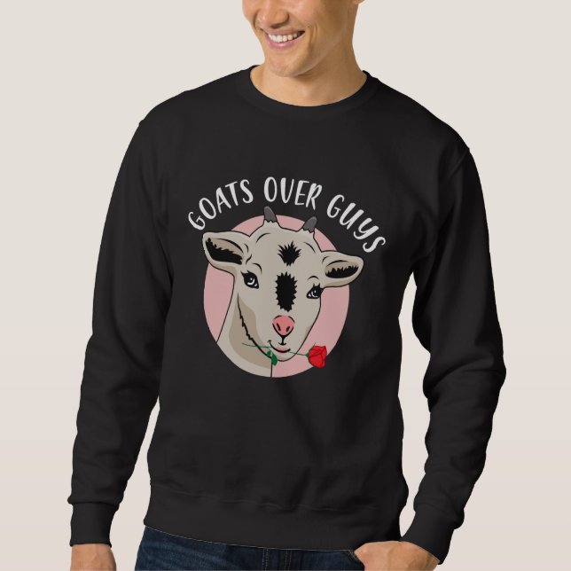 Sudadera Goats Over Guys Funny Goat Lover Valentine's Day (Anverso)