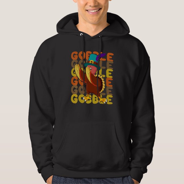 Sudadera Gobble Dabbing Turkey Thanksgiving Day Pilgrim Boy (Anverso)