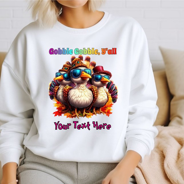 Sudadera Gobble Gobble Y'all Funky Retro Acción de Gracias (Subido por el creador)