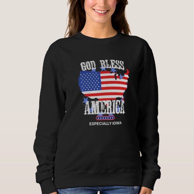 Sudadera God Bless America Especially Iowa Awesome US State (Anverso)