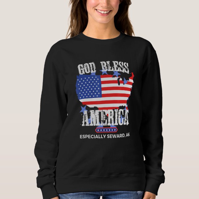 Sudadera God Bless America Especially Seward AK US State De (Anverso)