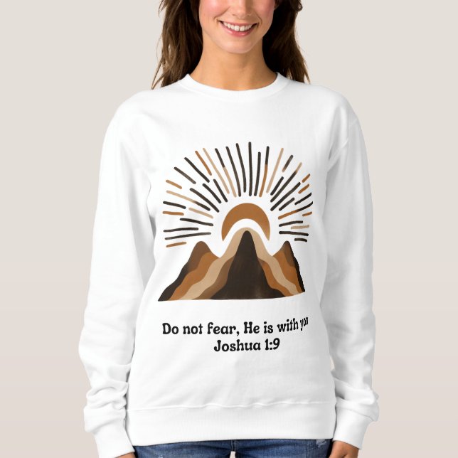 Sudadera God is with you – Joshua 1:9 | Boho mountains, min (Anverso)