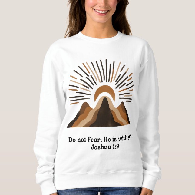 Sudadera God is with you – Joshua 1:9 | Boho mountains, min (Anverso)