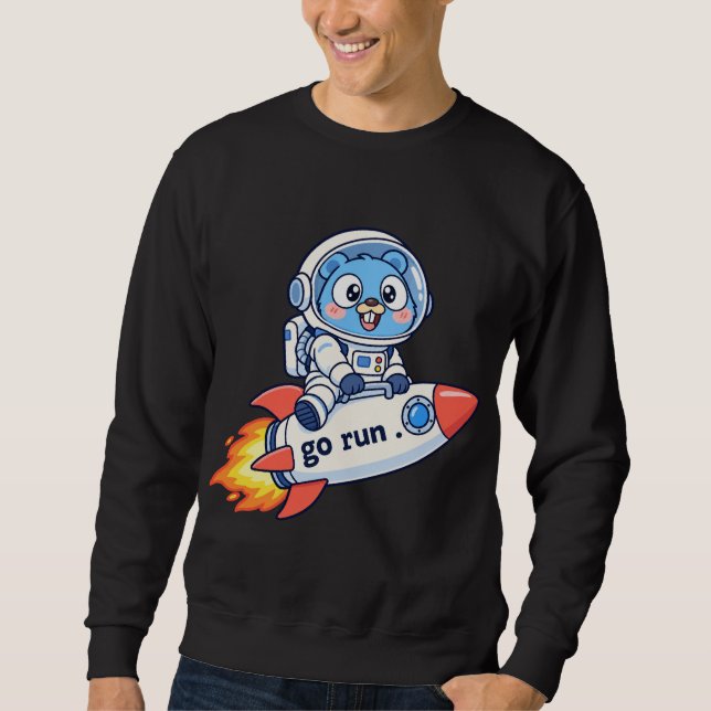 Sudadera Golang Gopher Go comando de ejecución (Anverso)