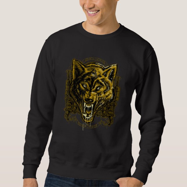 Sudadera Golden Angry Illuminati Wolf (Anverso)