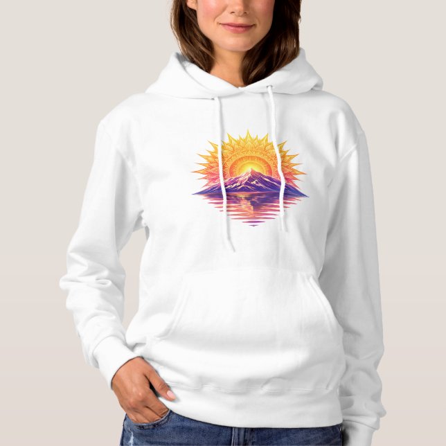 Sudadera Golden Boho Mandala Sun Mountain Sunset Reflection (Anverso)