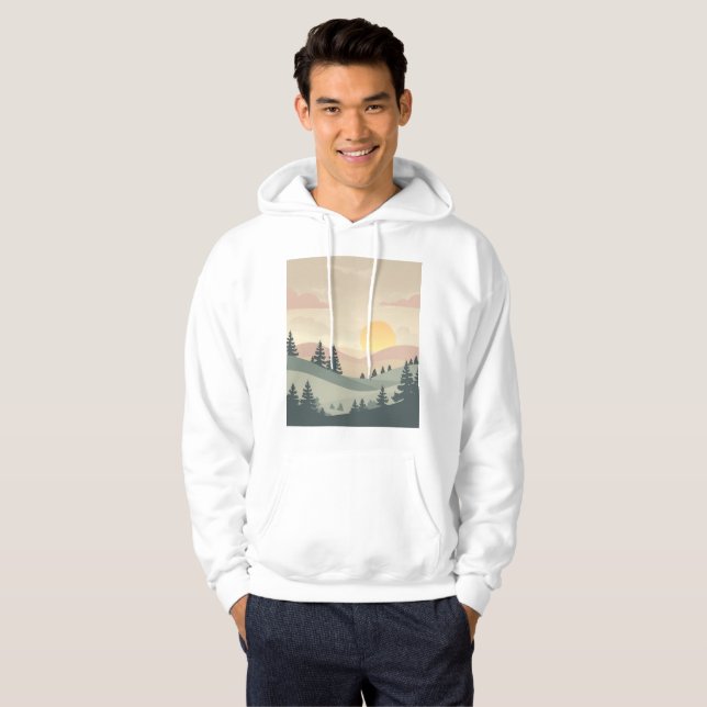 Sudadera Golden Hour Serenity – Minimal Pastel Landscape Ar (Anverso completo)