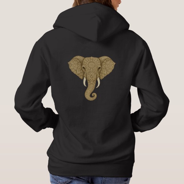 Sudadera Golden Mandala Elephant - Boho Graphic Art Print (Reverso)