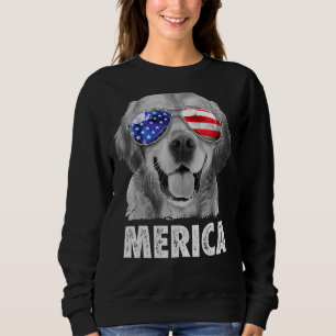 Sudadera Golden Retriever 4 De Julio Bandera Americana