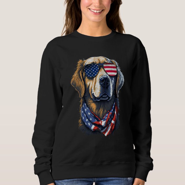 Sudadera Golden Retriever  American Flag USA America 4th Of (Anverso)