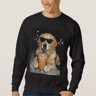 Sudadera Golden Retriever Bebiendo Café Helado Perro Divert