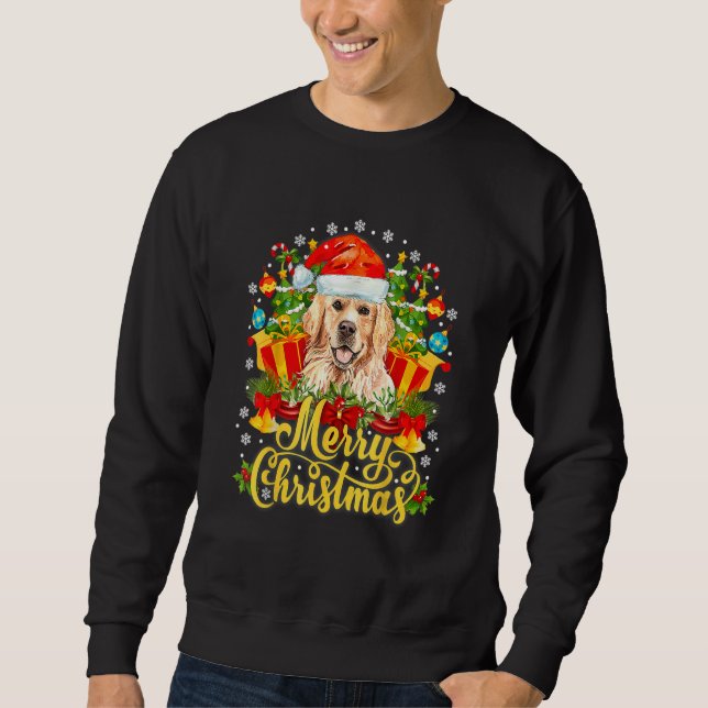 Sudadera Golden Retriever Christmas Lights With Santa Hat D (Anverso)
